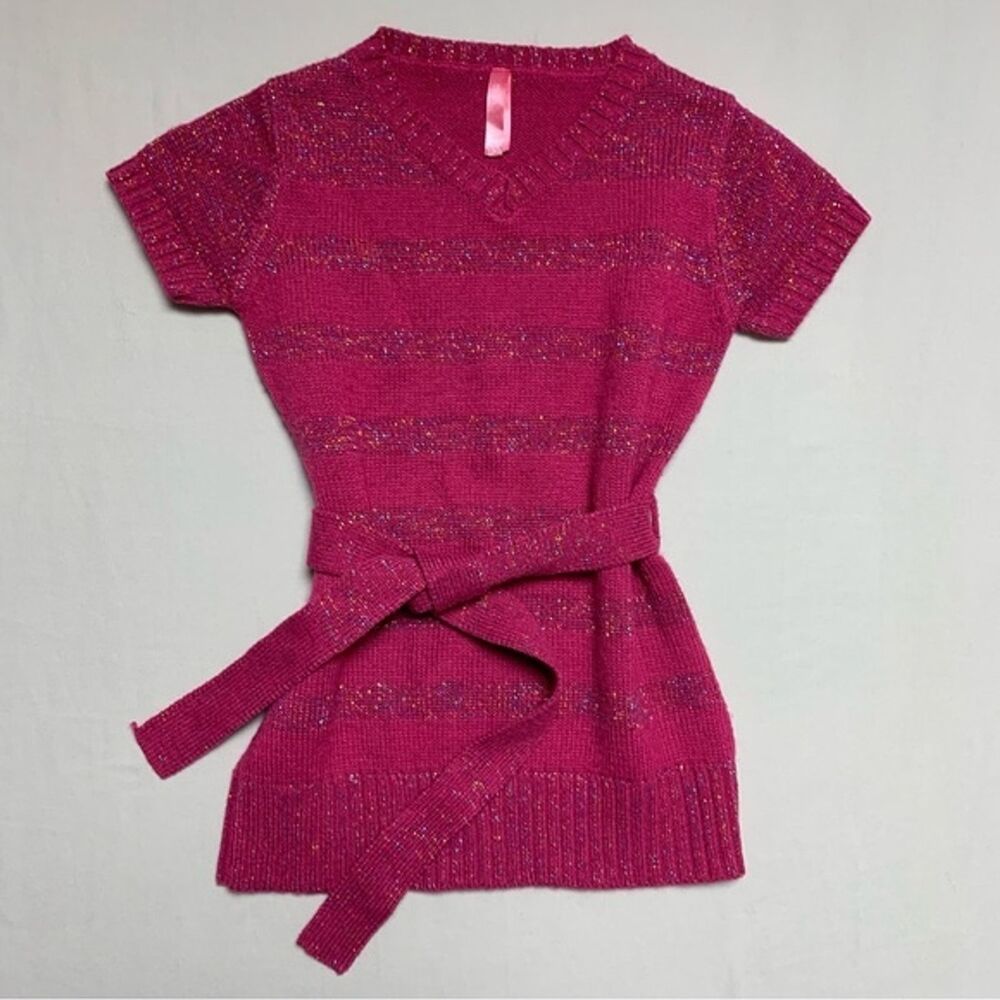 Fuchsia Pink Shimmer Knit Tunic Top Girl’s 3T Shirt Short Sleeve Fall